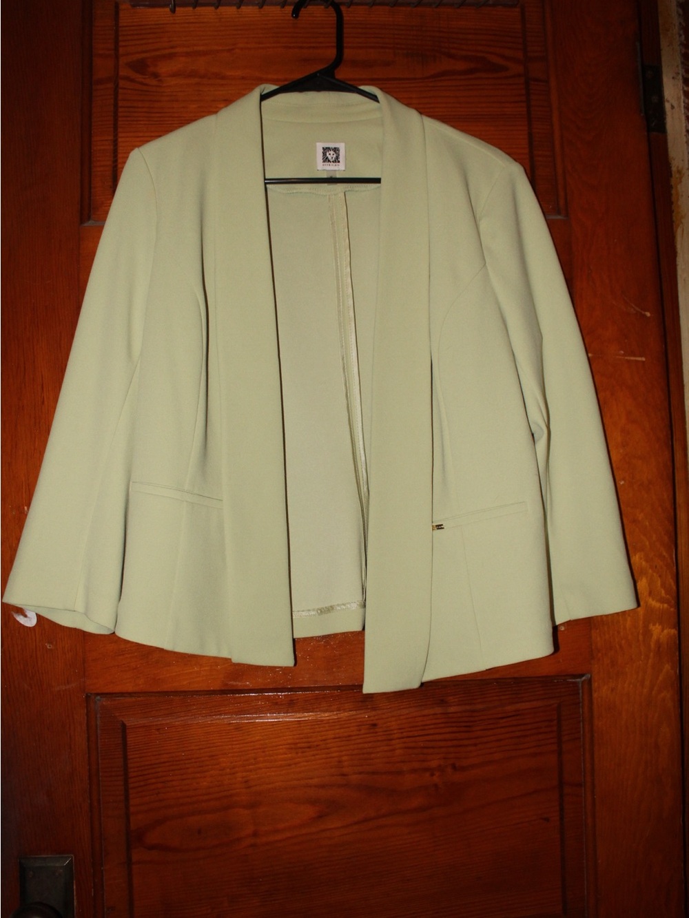 Anne Klein Pale Green Open-Front Blazer